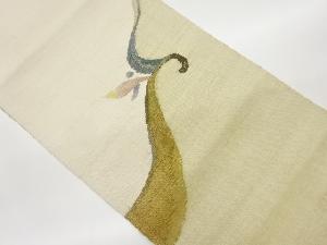 手織り紬変わり流水に蕾模様織出し名古屋帯